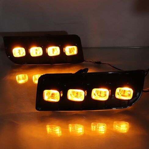 2 Pieces For Toyota 4Runner 2014-2023 Car DRL Led Daytime Running Lights With Turn Signal Running Yellow Nighttime Blue Lamp 12V Daylights Fog Lamp in Kuwait