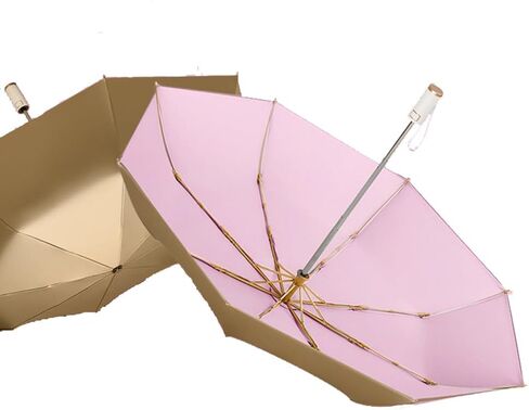 LCY Automatic Anti-UV Folding Golden Parasol Umbrella Small Lightweight Compact Sun & Rain Umbrella in Saudi Arabia