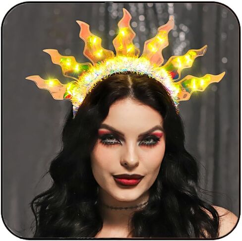 عصابة رأس JAKAWIN Ligh Up Flame Headband LED Fire Hair Band أزياء متوهجة عصابات رأس رائعة للنساء in Kuwait
