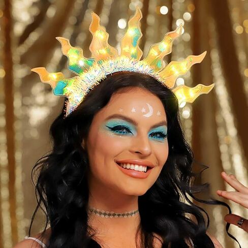 عصابة رأس JAKAWIN Ligh Up Flame Headband LED Fire Hair Band أزياء متوهجة عصابات رأس رائعة للنساء in Kuwait