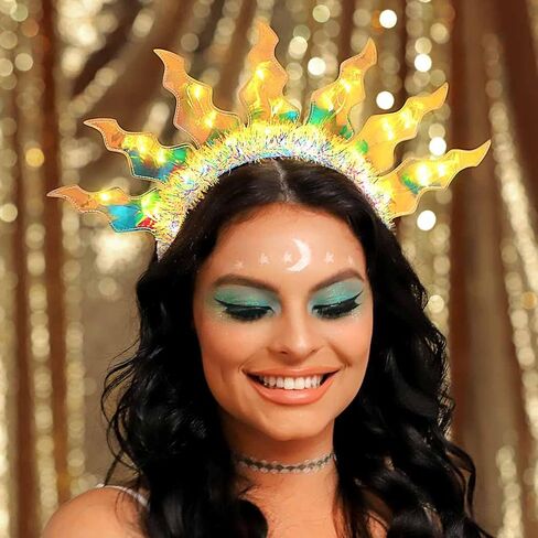 عصابة رأس JAKAWIN Ligh Up Flame Headband LED Fire Hair Band أزياء متوهجة عصابات رأس رائعة للنساء in Kuwait