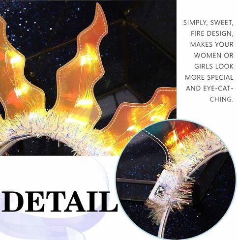 عصابة رأس JAKAWIN Ligh Up Flame Headband LED Fire Hair Band أزياء متوهجة عصابات رأس رائعة للنساء in Kuwait