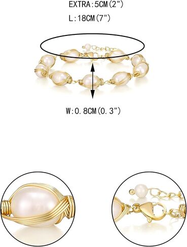 EVER FAITH Elegant Pearls Bracelet 18K Gold Vintage Freshwater Pearls Wrapped Silk Handmade Adjustable Charm Bracelets Dainty Wedding Bridal Jewelry for Women in Kuwait