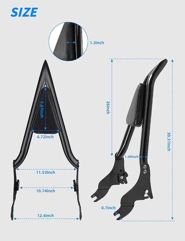 Sissy Bar for Harley Davidson,Detachable Motorcycle Backrest Compatible for CVO Road Glide/Road King/Road Glide/Street Glide 2009-2022 Gloss Black (26 Inches) in Saudi Arabia