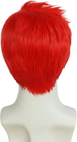 Mens Red Wig Short Layered Red Wig Male Red Wig Heat Resistant Synthetic Cosplay Costume Party Unisex Wig (Red) in Saudi Arabia
