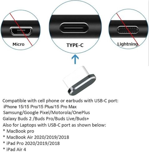 USB C Dust Plug, Type C Dust Cover Charging Port Cap 4 PCS with Cleaning Brush Black, Compatible with iPhone 17 16 15 Pro Max Plus Samsung S25 S24 Ultra, Anti Lost Phone Accessory Protector in Kuwait