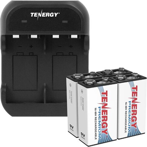 Tenergy TN141 2 Bay 9V Smart Charger with 2 Pack of Premium 9V NiMH 250mAh Rechargeable Batteries in Kuwait