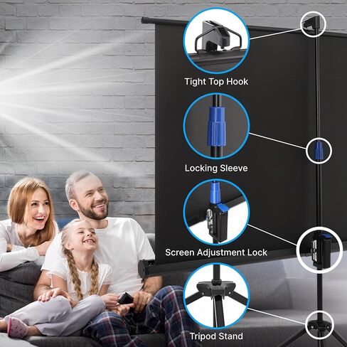 Pyle Universal Projector Screen w/Stand - 60-Inch Floor Standing Portable Fold-Out Rollup Matte for Projection, Includes Tripod, Great for Indoor/Outdoor Presentation, Quick Assembly in Saudi Arabia