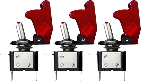 مفتاح تبديل MGI SpeedWare LED 12 فولت 20 أمبير SPST تشغيل/إيقاف مع غطاء أمان للطائرة (أزرق، عبوة واحدة) in Kuwait