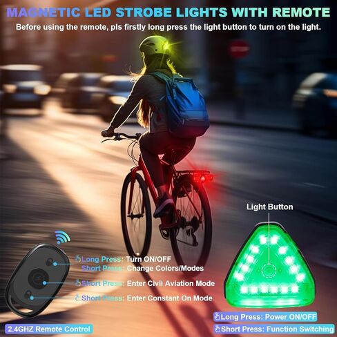 PIFOOG أضواء LED ستروب لاسلكية مع جهاز تحكم عن بعد مضاد للتصادمات، سطوع عالي، مغناطيسي قابل لإعادة الشحن، 7 ألوان، مصباح وامض للسيارة والدراجات النارية والشاحنات والدراجات الليلية، ضوء تحذير للطوارئ قطعتان in Kuwait