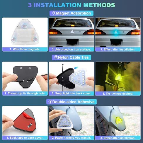 PIFOOG أضواء LED ستروب لاسلكية مع جهاز تحكم عن بعد مضاد للتصادمات، سطوع عالي، مغناطيسي قابل لإعادة الشحن، 7 ألوان، مصباح وامض للسيارة والدراجات النارية والشاحنات والدراجات الليلية، ضوء تحذير للطوارئ قطعتان in Kuwait