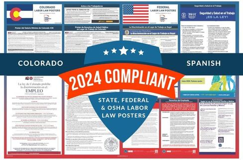 Labor Law Posters 2024 - Colorado Labor Law Poster State, Federal, OSHA Compliant, Accurate & Up to Date, Includes June Updates, Laminated Labor Law Poster 2024 Colorado, 36"w x 24"h (English) in Saudi Arabia