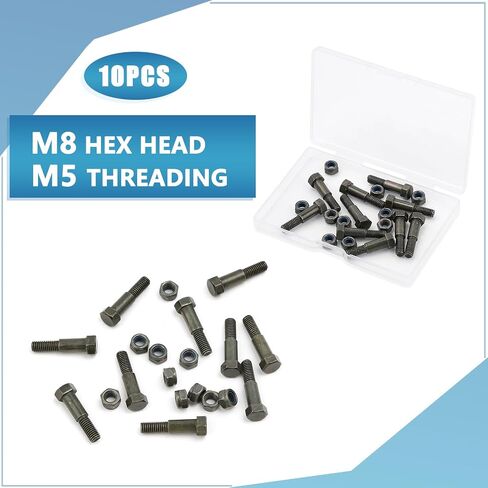 Motorcycle Handlebar Lever Pivot Bolt in Low Carbon Steel Material,M8 Hex Head,M5 Threading,Overall Lenght 24mm,Compatible with Handlebar Brake Lever，Pack of 10 in Kuwait