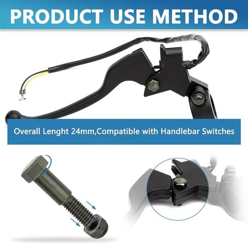 Motorcycle Handlebar Lever Pivot Bolt in Low Carbon Steel Material,M8 Hex Head,M5 Threading,Overall Lenght 24mm,Compatible with Handlebar Brake Lever，Pack of 10 in Kuwait
