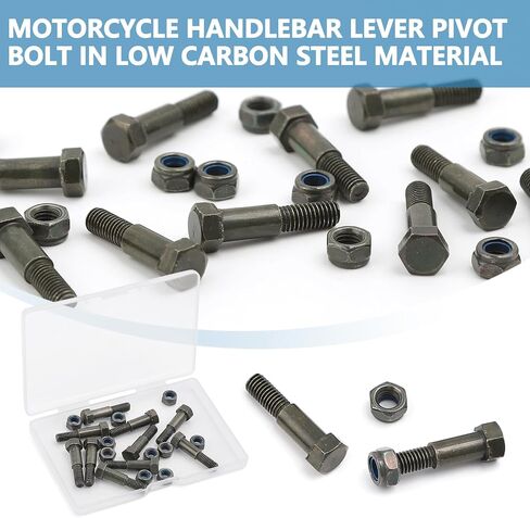 Motorcycle Handlebar Lever Pivot Bolt in Low Carbon Steel Material,M8 Hex Head,M5 Threading,Overall Lenght 24mm,Compatible with Handlebar Brake Lever，Pack of 10 in Kuwait