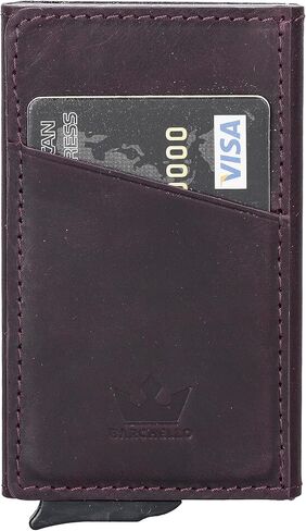 Leather Wallet, Leather Card Holder, Minimalist Mechanical Personalized Wallet Card,RFID Pop Up Leather Card Holder, Best Gift for Her (Pink) in Saudi Arabia
