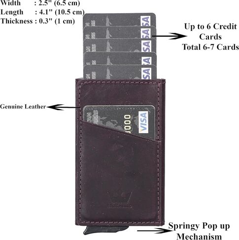 Leather Wallet, Leather Card Holder, Minimalist Mechanical Personalized Wallet Card,RFID Pop Up Leather Card Holder, Best Gift for Her (Pink) in Saudi Arabia