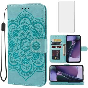 Case for Moto G Stylus 2023/Motorola G Stylus 2023 Wallet Case with Tempered Glass Screen Protector, Leather Flip Credit Card Holder Stand Phone Cover for Motorola Moto G Stylus 2023 Brown