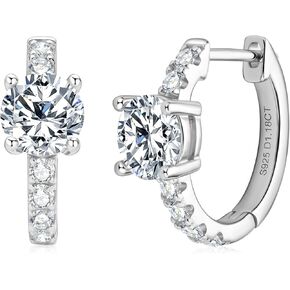 Moissanite Hoop Earrings, 2.76ct D Color VVS1 Clarity Brilliant Round Cut Moissanite Diamond Earrings 925 Sterling Silver Earrings for Women, Jewelry