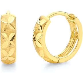 14k REAL Yellow Gold 3mm Huggies Hoop Earrings (10 x 10mm)