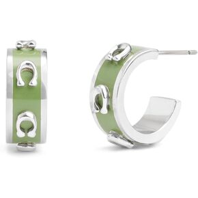 COACH Womens Signature C Enamel Huggie Earrings