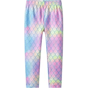 VIKITA Girls Soft Stretchy Leggings Sparkly Active Workout Pants for Toddler Kids Colorful Pattern Ages 2-12