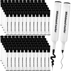 Thenshop 100 Pcs Dry Erase Markers Bulk Dry Erase Markers Chisel Tip Low Odor Whiteboard Markers Whiteboard Erasable Markers Dry Erase Markers Pens Whiteboard Pens for School Office Home (Black)