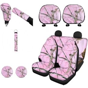 Dolphin Animal Print Car Seat Covers Full Set with Auto Keychain,Headrest Covers,Cup Holder Coasters,Gear Shift Cover&Handbrake Cover,Universal Fit Most Vehicle SUV Truck Van