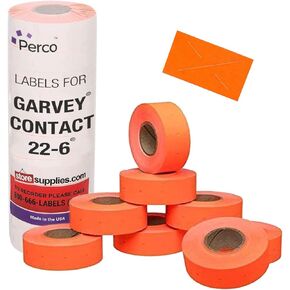 Perco 2212 White Pricing Labels for Garvey 22-6/22-7/22-8 Price Gun - 90 Rolls, 110,000 Pricemarking Labels - with Bonus Ink Rolls