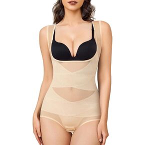 BRABIC Mesh Shapewear Bodysuit Tummy Control for Women Plus Size Faja Body Shaper Bodysuit Butt Lifter