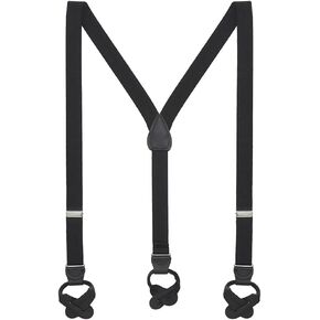 Solid Color Suspenders - 1-Inch Wide Elastic - Y-Back - Button - 8 Colors & 3 Sizes