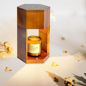 Wood Candle Warmer Lamp with Timer Adjustable Temperature and Brightness Thermal Insulation protection Home Decor Electric Candle Warmer, Adjustable height Wax Warmer Lamp with 2 Bulbs ﻿ ﻿