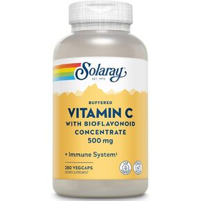 Solaray C w/Rose HIPS & Acerola Two-Stage, Timed-Release, Veg Cap (Btl-Plastic) 500mg | 100ct