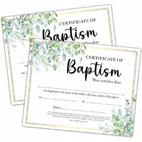 Baptism Certificates, Baptism Certificates for Church, Baby Dedication Certificates, Eucalyptus Certificates for Baptism Supplies for Baby Boy Girl, Certificates of Recognition dd11