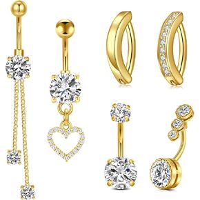 VCMART Belly Button Ring Belly Button Piercing Surgical Steel Belly Rings 14G Belly Button Rings Belly Navel Rings Piercing Jewelry
