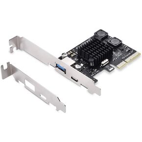 ELUTENG PCIE to USB 3.2 Expansion Card 10Gbps 2 USB C Ports Max Speed PCI-E Type C USB 3.2 Gen2 Card with Large-Area Heatsink USB Front Panel Adapter for Windows 11/10/8/7/XP/Linux/Mac OS