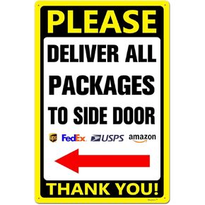 Leave Packages In The Box Delivery Sign for Delivery Driver - Delivery Instructions for My Packages Indoor Outdoor Rust Free Aluminum UV Printed 12"x16"