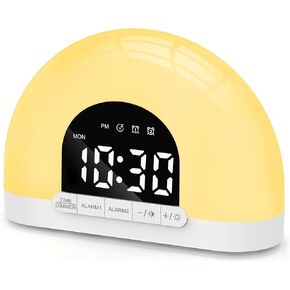Wake Up Light Sunrise Alarm Clock for Kids, Adults, Heavy Sleepers, Bedroom, Sunlight Alarm Clock with Sunrise Simulation, Dual Alarms, Night Light, Snooze, 7 Alarm Sounds, 7-5-2 Modes, Ideal for Gift