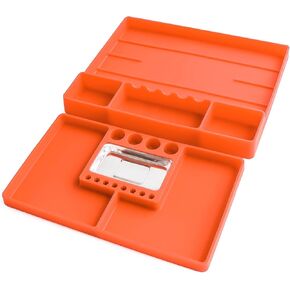 2 pcs Silicone Tool Tray with Magnetic Small Parts Tray, Non-Slip Flexible Mechanic Automotive Tool Organizer Tool Storage Tool Holder Grip Mats Blue