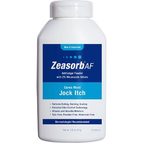 Zeasorb Super Absorbent Antifungal Treatment Powder for Jock Itch, Dermatologist Recommended, Attacks & Absorbs Moisture, Patented Odor Control Technology, with Bentonite Clay and Aloe, 2.5 oz bottle