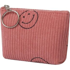 Cute Corduroy Change Coin Purse Small Pouch Bag Wallet by Coin Purses Pouches Coin Purse Pouch Change Purse With Zipper for Women (Pink)