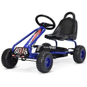 Costzon Kids Pedal Go Kart، 4 عجلات للركوب على السيارة، ألعاب ركوب تعمل بالدواسة للأولاد والبنات مع مقعد قابل للتعديل، عربة دواسة للأطفال 37 بوصة × 24.8 بوصة × 20.1 بوصة (أصفر)