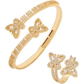 Lulu Mel Iced out baguette bracelet butterfly bracelet iced out betterfly ring