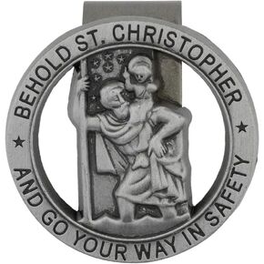 Saint Christopher Visor Clip | Patron Saint of Travelers and Motorists | Behold St. Christopher and Go Your Way in Safety | Great Catholic Gift for New Drivers and Car Owners