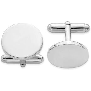 Solid 925 Sterling Silver Men's Round Cufflinks 18mm