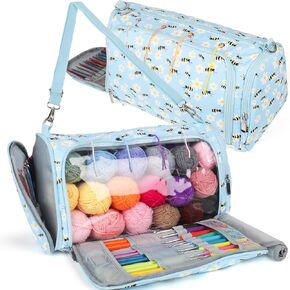 Coopay Crochet Tote Bag Knitting Bags, Crochet Bags and Totes Organizer Large Knitting Project Bag for Carrying Skein of Yarn, Crochet Hooks, Knitting Needles, DIY Craft Tool & Crocheting Supplies