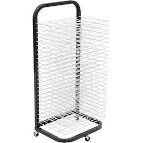 Pearington 25-Shelf Mobile/Wall Mountable Art Drying Rack for Art Studios & Classrooms, 13" D x 17.5" W x 39.4" H, Black/White