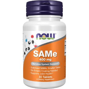 NOW Supplements, SAMe (S-Adenosyl-L-Methionine) 400 mg, Nervous System Support*, 30 Tablets