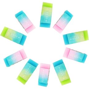 10 Pcs Colored Cube Pencil Erasers, Fruit Scented, Age-Resistant, Soft Flexible Rubber Jelly Erasers Cute Gradient Erasers for School Art Drawing, Sketching, Home, Office, Students, Kids