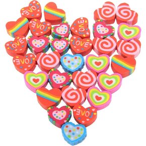 300Pcs Mini Heart Erasers for Kids Bulk, Small Erasers for Valentines Day Gifts Party Favors School Classroom Rewards